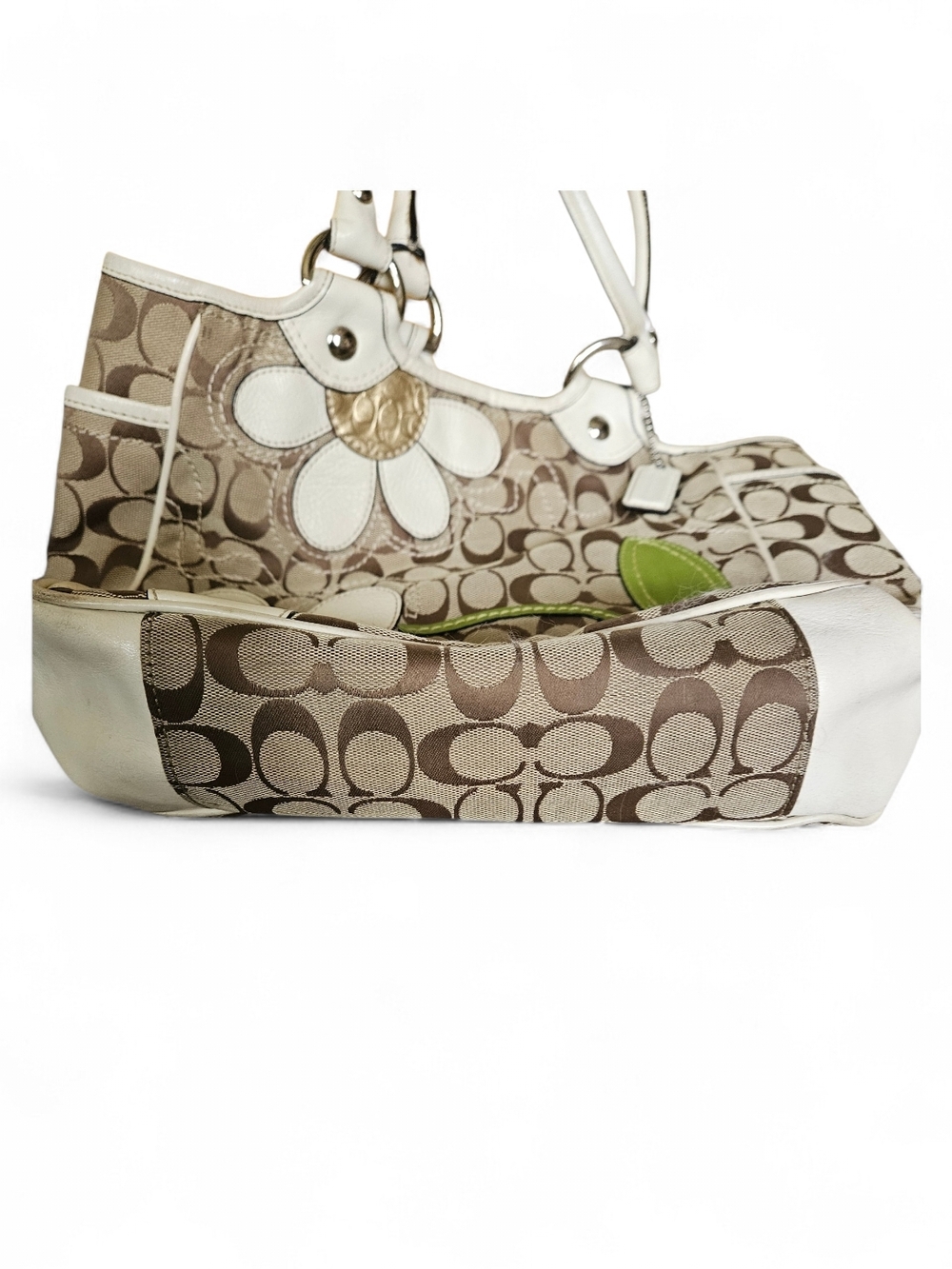 RARE Coach Bleecker POPPY Daisy Tote Purse  Khaki/White Daisy RARE Y2K - Picture 4 of 9